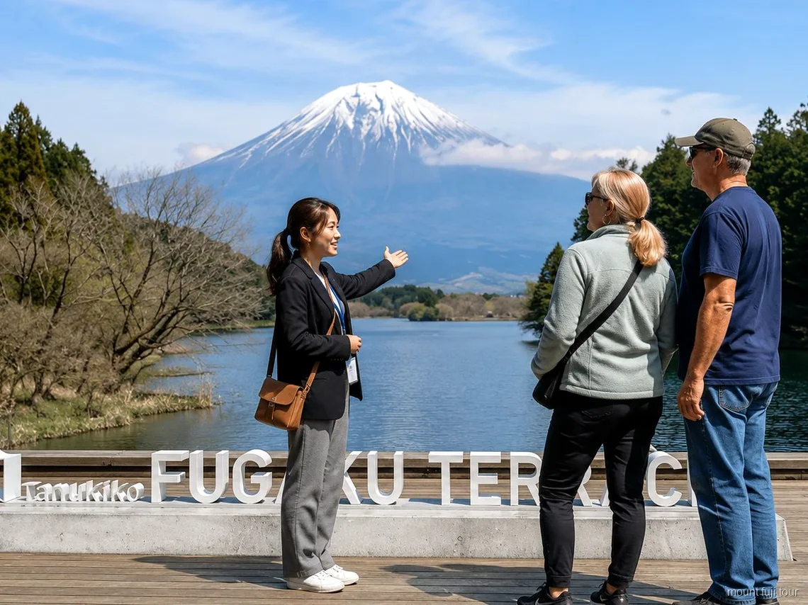 Vista de la excursión al Monte Fuji desde el lago Tanuki cerca de Shimizu