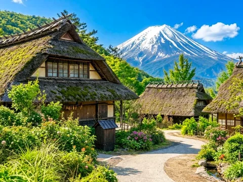 Oshino Hakkai spring ponds on the Mount Fuji value group tour